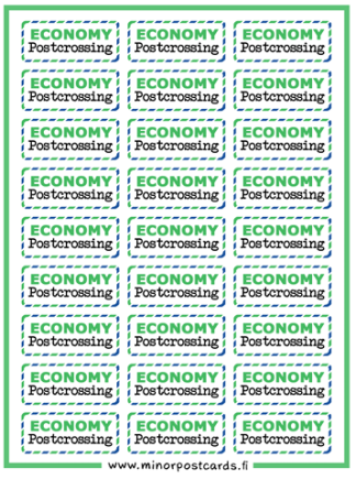 Economy Postcrossing sticker sheet
