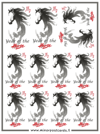 Black-and-white horse sticker sheet