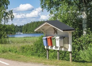 Mailbox on the lakeside road