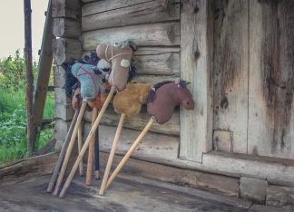 Hobby horses at garage