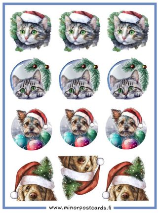 Christmas cats and dogs sticker sheet