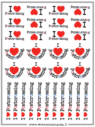 Love Postcrossing sticker sheet