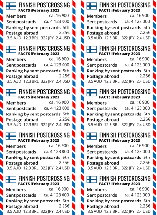 Postcrossing info Finland sticker sheet