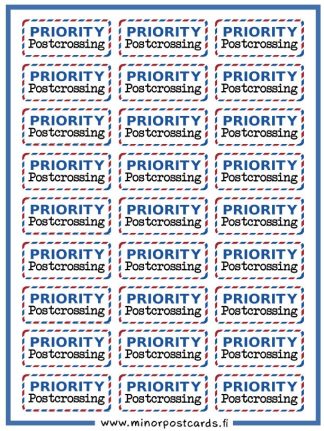 Priority Postcrossing sticker sheet