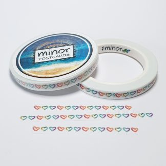 Värikäs sydän kapea washi-teippi