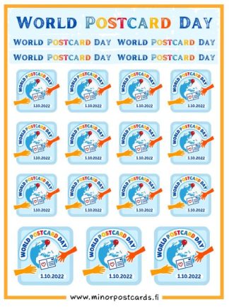 World Postcard Day colorful sticker sheet